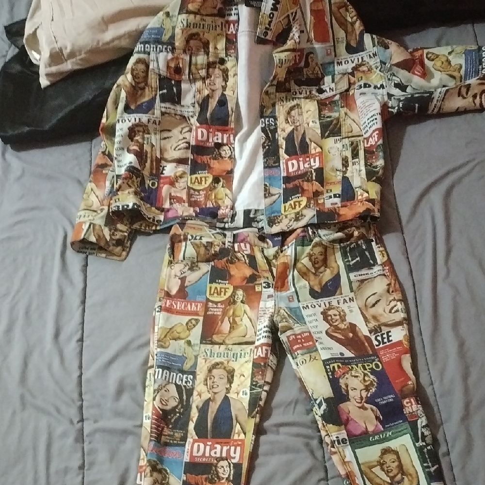 Forever 21 Vintage Print Jacket and Pants Set